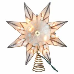 Best Pirce ⌛ Christmas Tree Toppers Kurt Adler 9 In. 10 Light 8 Point Gold Capiz Star Tree Topper 🔔 -Christmas Ornaments Shop detail2KSA3190