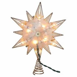 Best deal 🥰 Christmas Tree Toppers Kurt Adler 10.24 In. 10 Light 12 Point Capiz Star And Center Gem Tree Topper ⌛ -Christmas Ornaments Shop detail2KSA3192