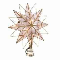 Flash Sale ❤️ Kurt S. Adler, Inc. Christmas Tree Toppers Kurt Adler 9.65-Inch UL 10-Light 8-Point Capiz Star Lighted Tree Topper 😀 -Christmas Ornaments Shop detail2KSA3615