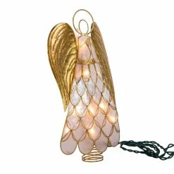 Outlet ✨ Kurt S. Adler, Inc. ❄ Christmas Tree Toppers Kurt Adler 10-Inch UL 10-Light Capiz Angel Lighted Tree Topper ⌛ -Christmas Ornaments Shop detail2KSA3625