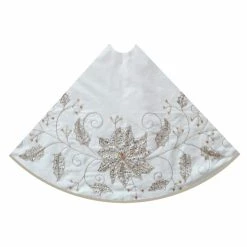 Top 10 🎉 Christmas Tree Skirts & Collars Kurt Adler 54 In. Ivory Holly Tree Skirt 😀 -Christmas Ornaments Shop detail3KSA3159