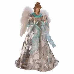Promo 🔔 Christmas Tree Toppers Kurt Adler 10 Light 16 In. Silver And Blue Angel Tree Topper ❤️ -Christmas Ornaments Shop detail3KSA3186