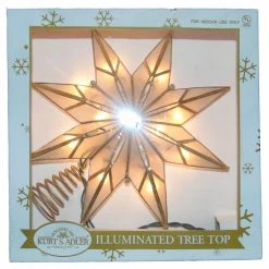 Best Pirce ⌛ Christmas Tree Toppers Kurt Adler 9 In. 10 Light 8 Point Gold Capiz Star Tree Topper 🔔 -Christmas Ornaments Shop detail6KSA3190