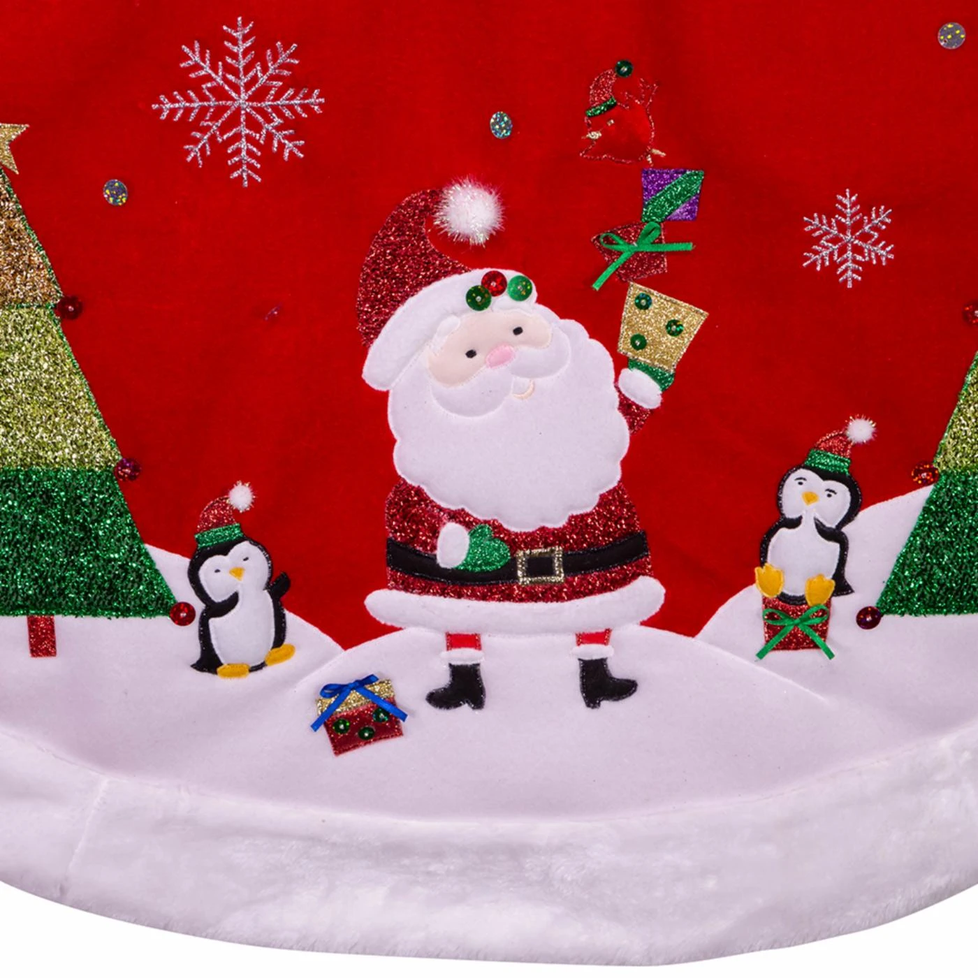 Discount ⭐ Kurt S. Adler, Inc. Christmas Tree Skirts & Collars Kurt Adler 48-Inch Red, Green, And White Santa Applique Treeskirt 🌟 3 Discount ⭐ Kurt S. Adler, Inc. Christmas Tree Skirts & Collars Kurt Adler 48-Inch Red, Green, And White Santa Applique Treeskirt 🌟 - Image 2
