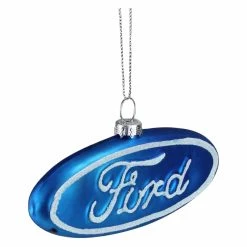 Hot Sale ❤️ White Ornaments Northlight Ford Logo Collectible Glass ❄ Christmas Ornament 🥰 -Christmas Ornaments Shop inuseGORD1419