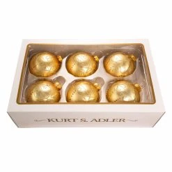 Best Sale 🎁 Yellow Ornaments Kurt S. Adler Gold With Gold Pattern Ball Ornaments - Set Of 6 ⭐ -Christmas Ornaments Shop inuseKSA2738