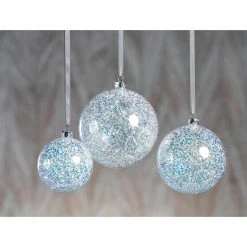 Hot Sale ✔️ All Other Brands Metallic Ornaments Silver And Blue Sequin Ball Ornament Set 🔔 -Christmas Ornaments Shop inuseZODA634