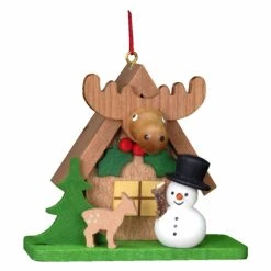 Brand new 🛒 Alexander Taron Green Ornaments Christian Ulbricht Snowman With Elk House Ornament 🧨