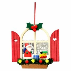 Outlet 🌟 Alexander Taron Green Ornaments Christian Ulbricht Window With Santa Ornament 🎉