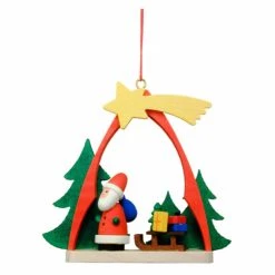 Flash Sale 🧨 Alexander Taron Yellow Ornaments Christian Ulbricht Santa With Sled In Arch Ornament ⭐