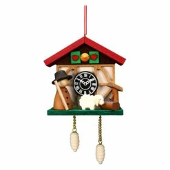 Coupon 🔥 Green Ornaments Christian Ulbricht 4.5 In. Shepherd And Sheep Cuckoo Clock Ornament 🥰