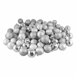 Best deal 🔥 Metallic Ornaments Northlight Silver Splendor 3 Finish Shatterproof Christmas Ball Ornament - Set Of 100 ⭐