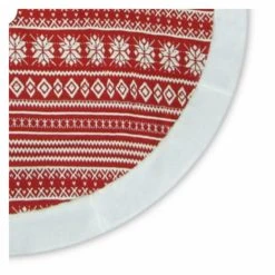 Flash Sale 🥰 Christmas Tree Skirts & Collars Northlight 48 In. Red And White Knitted Snowflake Christmas Tree Skirt With Faux Fur Trim ✨