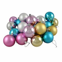 Coupon 👏 Colorful Ornaments Northlight Matte And Shiny Multicolor Shatterproof Christmas Ball Ornaments - Set Of 24 🎉