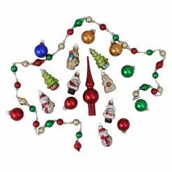 Coupon 🛒 Multicolored Ornaments Northlight 18 Piece Beaded Garland And Mini Tree Topper With Christmas Ornament Set 👏