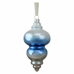 Hot Sale 😀 Metallic Ornaments Northlight 6 In. Winters Beauty Sky Blue And Silver Glass Finial Ornament 👏
