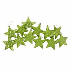 Wholesale ✨ Yellow Ornaments DAK 5 In. Matte Glittered Star Shatterproof ❄ Christmas Ornaments - Set Of 12 😀
