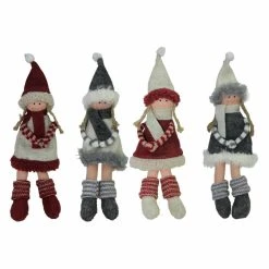 Flash Sale 🔔 Red Ornaments Northlight 4 Piece 12 In. Plush Winter Girls Doll Ornament Set 😍