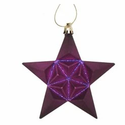 Wholesale 🔥 Purple Ornaments DAK 5 In. Matte Purple Glittered Star Shatterproof Ornaments - Set Of 12 🧨