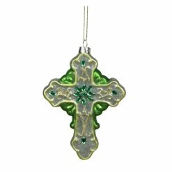 Cheap ⌛ Green Ornaments Northlight Luck Of The Irish Green And White Mercury Finish Cross Glass 🎁 Christmas Ornament 🎉