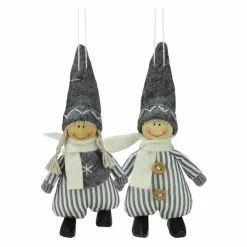 New ✨ Silver Ornaments Northlight 5.5 In. Boy And Girl Decorative Hanging Ornaments - Set Of 2 🎉