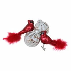 Best deal 🔔 White Ornaments Northlight Glitter Cardinal With White Ball Ornament - Set Of 4 🤩