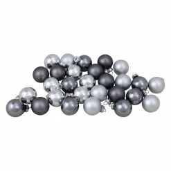 Discount ⌛ Metallic Ornaments Northlight Silver And Gray Collection Glass Ball ❄ Christmas Ornament - Set Of 28 ⌛