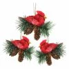 Buy 👏 Green Ornaments Northlight Red Cardinal Birds Christmas Ornament With Pine Cones - Set Of 3 😀
