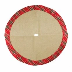 Cheap 👍 Christmas Tree Skirts & Collars Northlight 20 In. Burlap With Plaid Border Mini Christmas Tree Skirt ⭐
