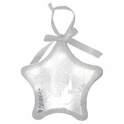 Discount 😀 White Ornaments Northlight 8 In. LED White Sparkle Star Winter Scene Christmas Ornament 😍