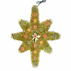 Discount ⭐ Christmas Tree Toppers Northlight Oversized Lighted Gold Tinsel Star Of Bethlehem ✨ Christmas Tree Topper ⌛