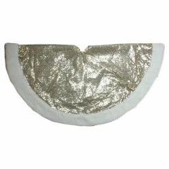 Discount ❤️ Christmas Tree Skirts & Collars Northlight 47.2 In. Glamour Gold And White Christmas Tree Skirt 🔔