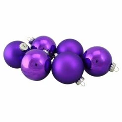 Hot Sale 🔥 Purple Ornaments Northlight Shiny And Matte Glass Ball ❄ Christmas Ornaments - Set Of 6 🎁