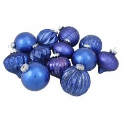 Promo 🎁 Blue Ornaments Northlight Assorted Blue Distressed Glass 🌟 Christmas Ornaments - Set Of 12 ✨
