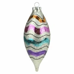 Best Pirce 🥰 A & B Floral Metallic Ornaments A & B Floral 7 In. Merry & Bright Mercury Glass Striped ❄ Christmas Finial Ornament 🛒