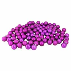 Discount 🎁 Purple Ornaments Northlight 96 Piece Shatterproof 4 Finish Christmas Ball Ornament Set 🧨