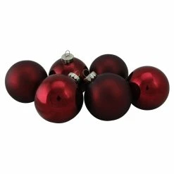 Promo ⭐ Red Ornaments Northlight 6 Piece 3.25 In. Shiny And Matte Ball Ornament Set 👏