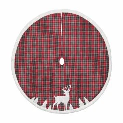 Buy 🥰 Christmas Tree Skirts & Collars Dyno 48 In. Plaid Applique Deer ❄ Christmas Tree Skirt ✨