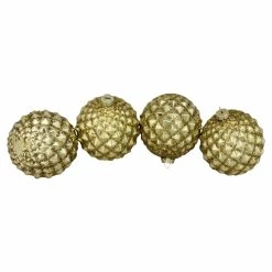 Best reviews of ๐ Yellow Ornaments Northlight 4 In. Glitter Flake Glass Ball Ornament - Set Of 4 ๐