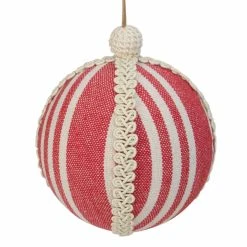 Deals 🤩 Brown Ornaments Northlight Red And White Striped And Ribboned Ball Christmas Ornament 😍