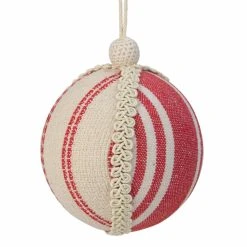 Hot Sale ✔️ Brown Ornaments Northlight White And Red Striped Ball Christmas Ornament 🔔