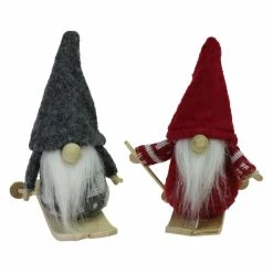 New 🌟 Colorful Ornaments Northlight 4 In. 2 Piece Skiing Santa Gnomes Ornament Set 😀