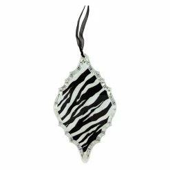 Discount ❤️ Black Ornaments Allstate 5.5 In Diva Safari Glittered Zebra Print Diamond Prism 🎉 Christmas Ornament ⌛