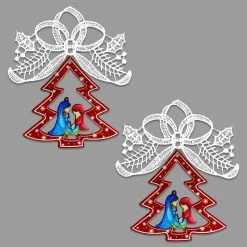 Discount ⌛ White Ornaments Heritage Lace Tree And Holy Family Ornament - Set Of 2 😍