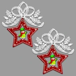 Discount ⭐ Green Ornaments Heritage Lace Star And Snowman Ornament - Set Of 2 ⭐