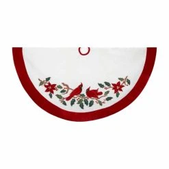 Deals ⌛ Kurt S Adler ✔️ Christmas Tree Skirts & Collars Kurt Adler 48 In. Velvet Red And White With Cardinals Applique Treeskirt ✔️