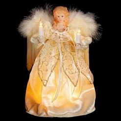 Brand new 🎉 Kurt S Adler Christmas Tree Toppers Ivory Angel With Candles Treetopper 😍