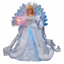 Wholesale 😀 Kurt S Adler Christmas Tree Toppers Kurt Adler 12 In. White And Silver LED Fiber Optic Angel 👏