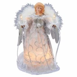 Discount 🛒 Kurt S Adler 🤩 Christmas Tree Toppers Kurt Adler 9 In. White And Silver Angel Tree Topper ⌛