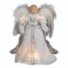 Buy 👏 Kurt S. Adler Christmas Tree Toppers Kurt Adler 12 In. 10 Light White And Silver Angel Treetop 🛒 -Christmas Ornaments Shop masterKSA1646